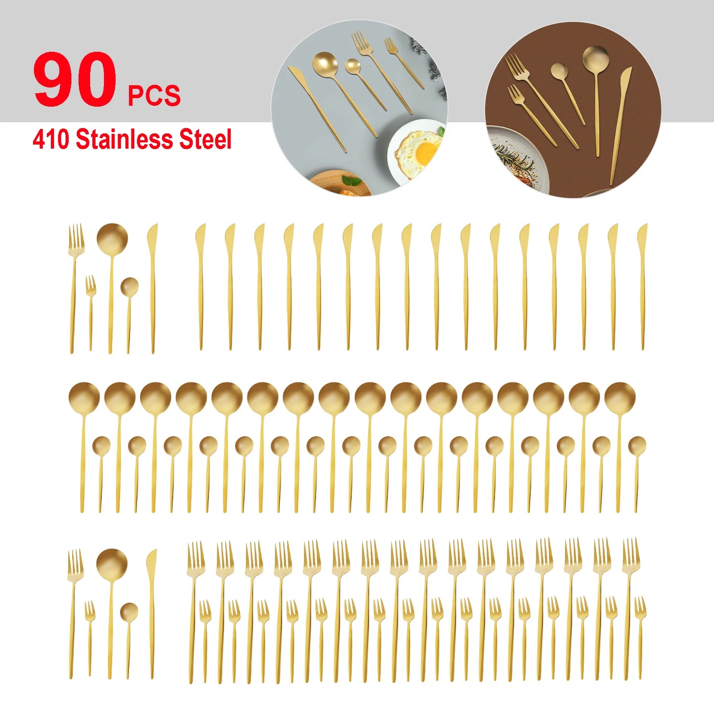 Gold Stainless Steel Tableware Set