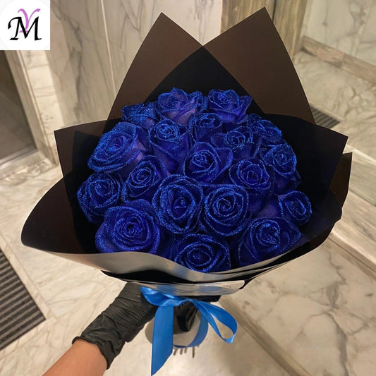 30/50 pcs Glitter Artificial Rose Bouquet