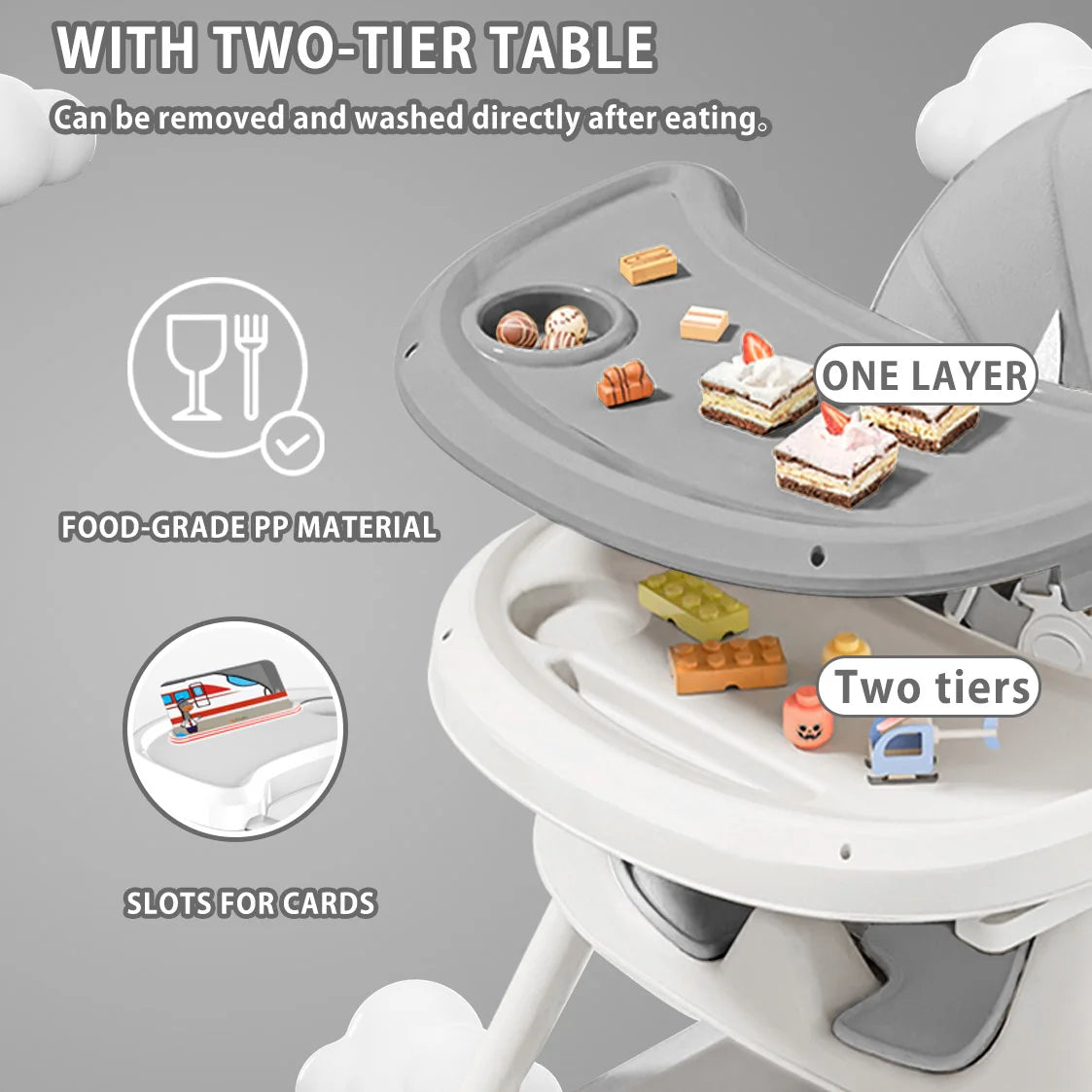 Foldable High Chair Easy Clean