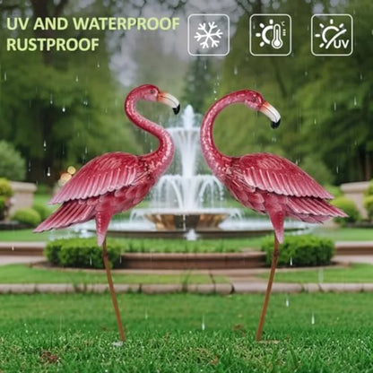 Flamingo Garden Statue – Outdoor Yard Art Decor for Lawn, Patio or Backyard