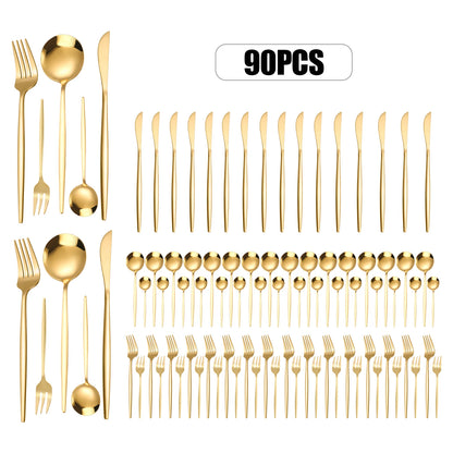Gold Stainless Steel Tableware Set