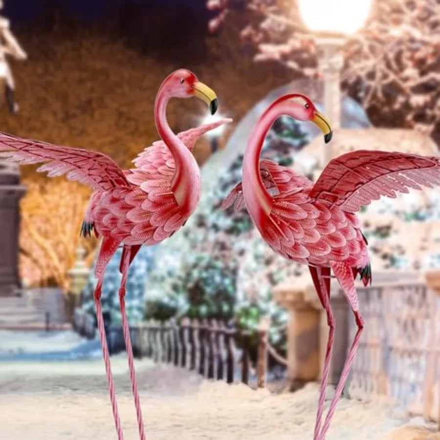 Metal Flamingo Yard Decorations – Outdoor Lawn Sculptures for Garden, Patio & Backyard Decor