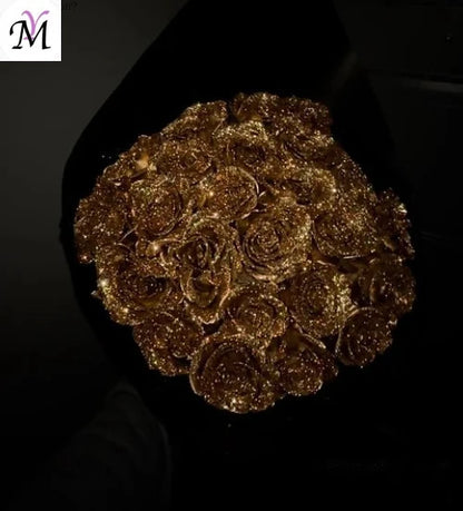 30/50 pcs Glitter Artificial Rose Bouquet