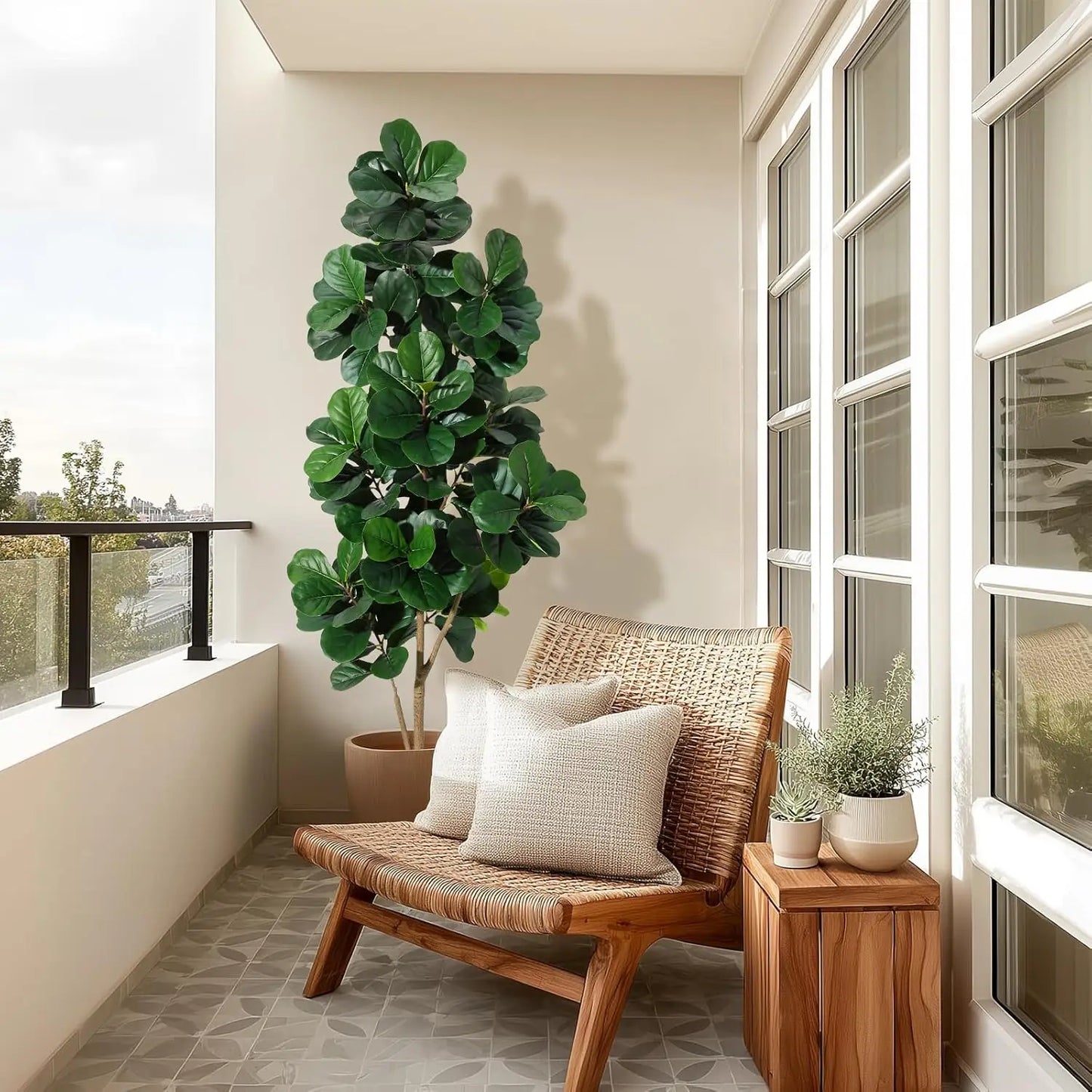 Artificial Fiddle Leaf Fig Tree (4–7 FT) – Lifelike Faux Indoor Floor Plant with Pot for Home & Living Room Decor