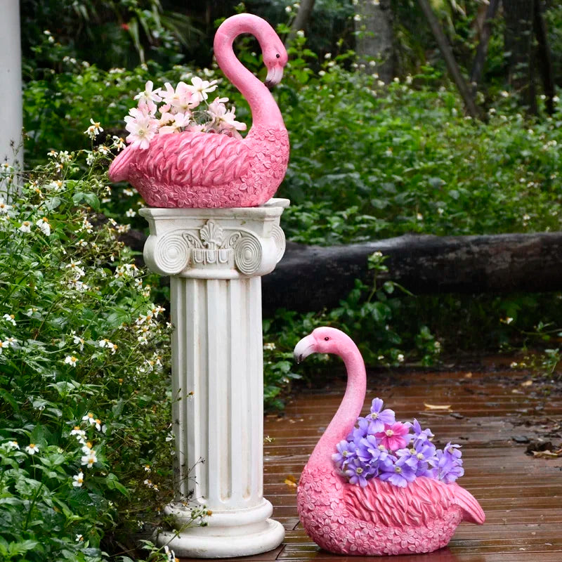 Paradise Flamingo Garden Planter