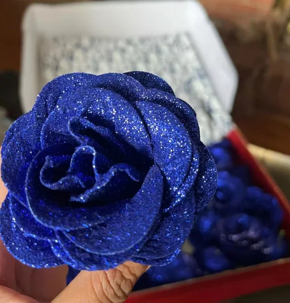 30/50 pcs Glitter Artificial Rose Bouquet