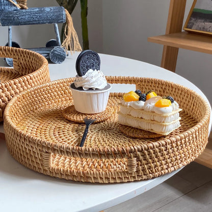 Island Morning Round Rattan Tray