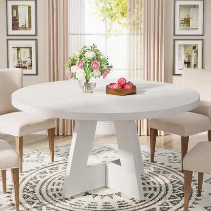 Round Farmhouse Dining Table – Rustic Kitchen Dinette Table for Small Space Dining & Everyday Meals