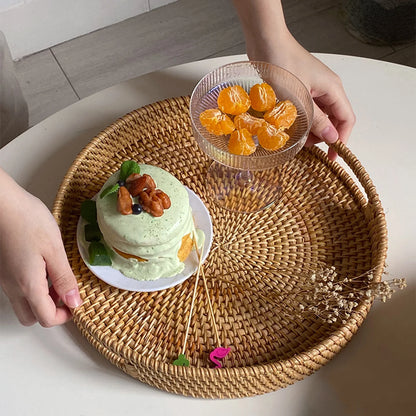Island Morning Round Rattan Tray