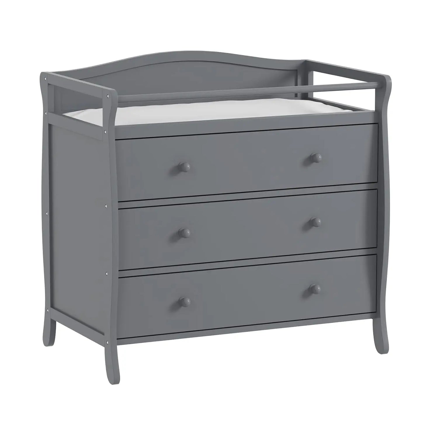 3-Drawer Wooden Baby Changing Table – Nursery Dresser with Safety Rails & Storage for Diaper Station