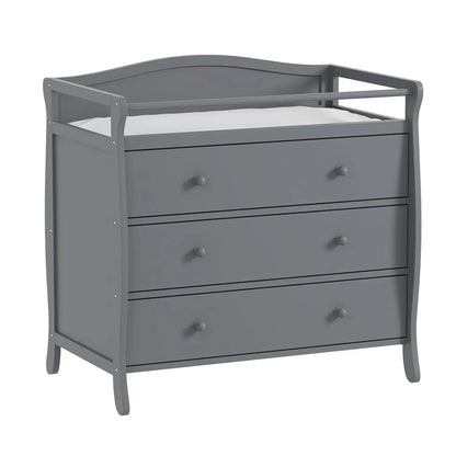 3-Drawer Wooden Baby Changing Table – Nursery Dresser with Safety Rails & Storage for Diaper Station