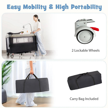 Folding Pack and Play Bassinet – Portable Baby Play yard with Travel-Friendly Design and Easy Setup