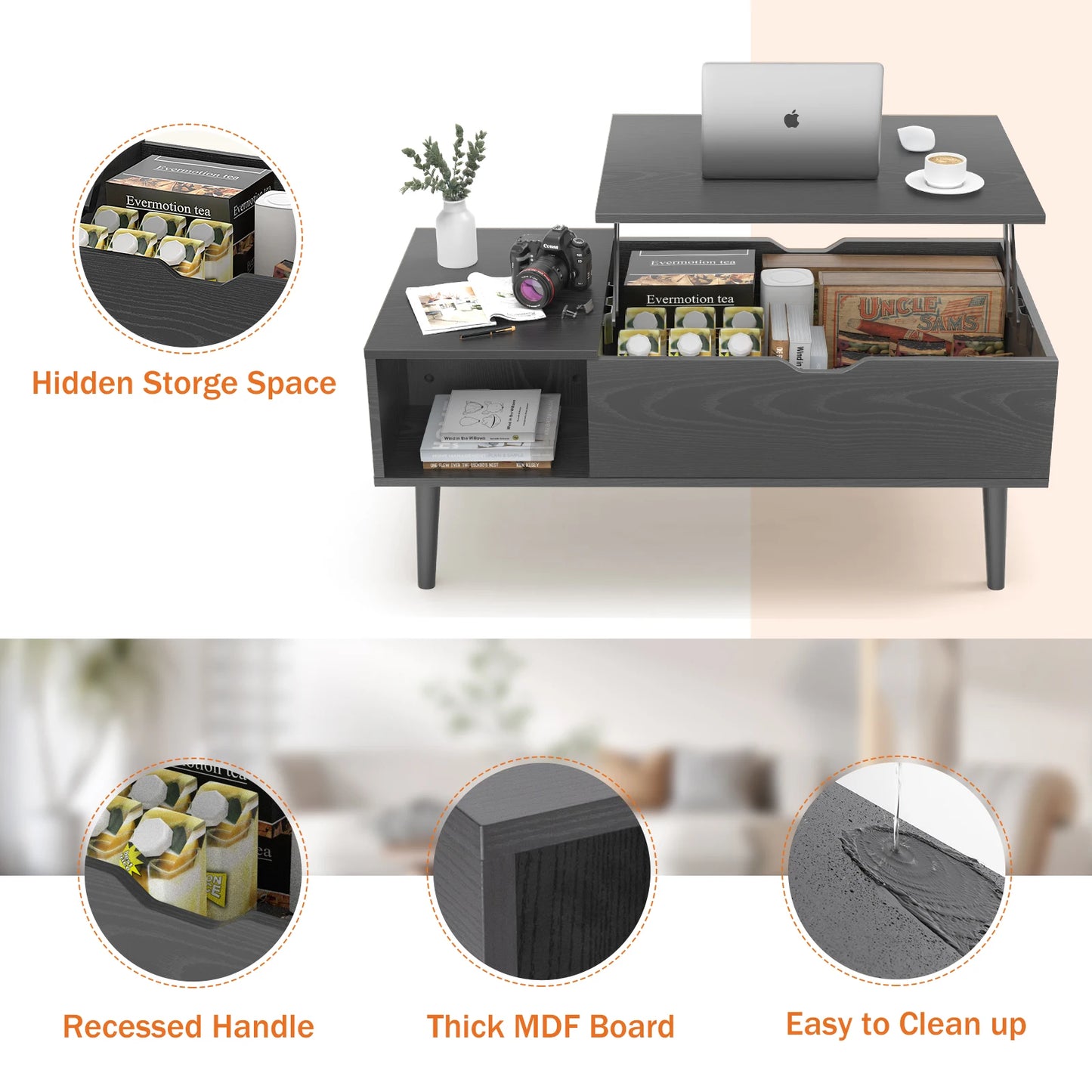 39.37"x19.7" Lift Top Coffee Table