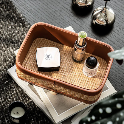 Palm Breeze Rattan Tissue Box & Organizer