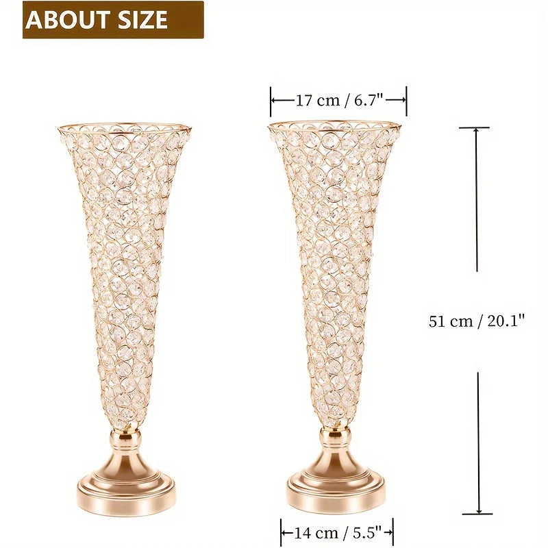 Pc Crystal Trumpet Vase 20 inch High Floral Centerpiece