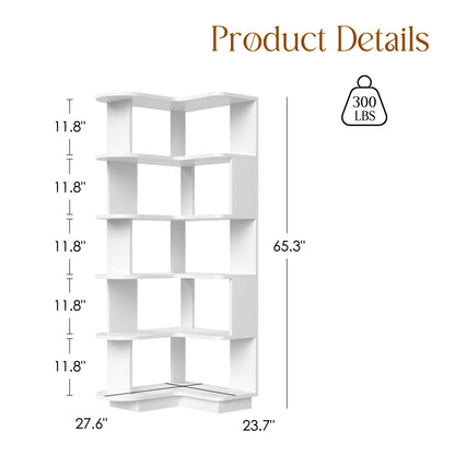 Space Saving Corner Bookshelf – Multi Tier Storage Shelf for Living Room, Bedroom or Home Office