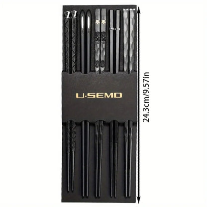 Alloy Chopsticks Set – Non Slip Heat Resistant Reusable Chopsticks Dishwasher Safe for Everyday Dining