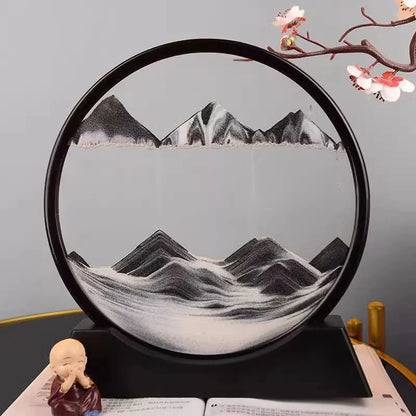 3D Hourglass Quicksand Moving Sand Art Picture Round Glass Deep Sea Sandscape