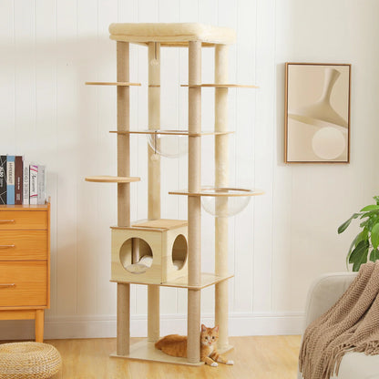 Multi-Level Cat Tree with Hammock & Top Perch – Indoor Cat Tower with Scratching Posts and Cozy Condo