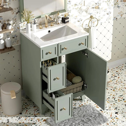 24" Floating Bathroom Vanity with Undermount Sink – Modern Soft-Close Wall Mount Cabinet with Storage