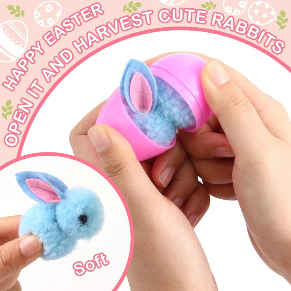 24 Pack Easter Eggs Fillers with Bunny Plush