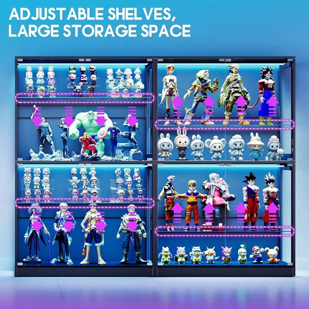 LED Glass Display Cabinet with Adjustable Shelves – Modern Curio Showcase for Collectibles & Home Decor