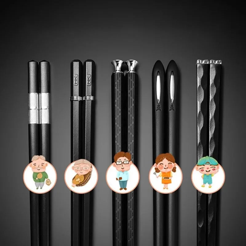Alloy Chopsticks Set – Non Slip Heat Resistant Reusable Chopsticks Dishwasher Safe for Everyday Dining
