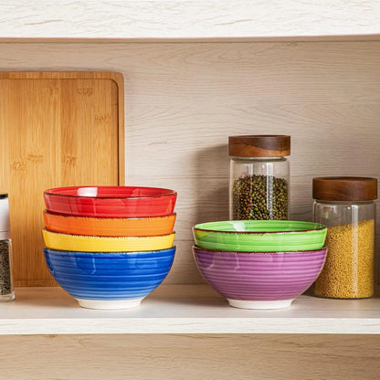 Cereal Bowls Set of 6-27 Oz Ceramic Soup Bowls, Microwave & Dishwasher Safe, 6 Inch Colorful Serving Bowls for Kitchen
