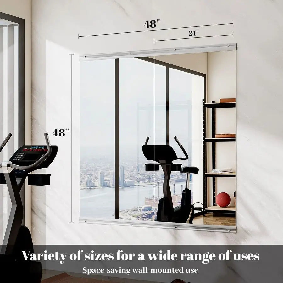 2-Piece 24" x 48" Frameless Home Gym Mirror – Full Length Wall Mounted Fitness Mirror for Workout, Yoga & Dance