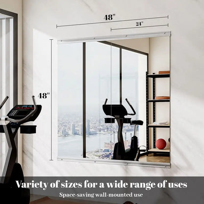 2-Piece 24" x 48" Frameless Home Gym Mirror – Full Length Wall Mounted Fitness Mirror for Workout, Yoga & Dance
