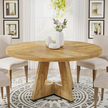 Round Farmhouse Dining Table – Rustic Kitchen Dinette Table for Small Space Dining & Everyday Meals