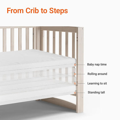 Convertible Crib with Adjustable Height – Baby Crib to Toddler Daybed Nursery Furniture