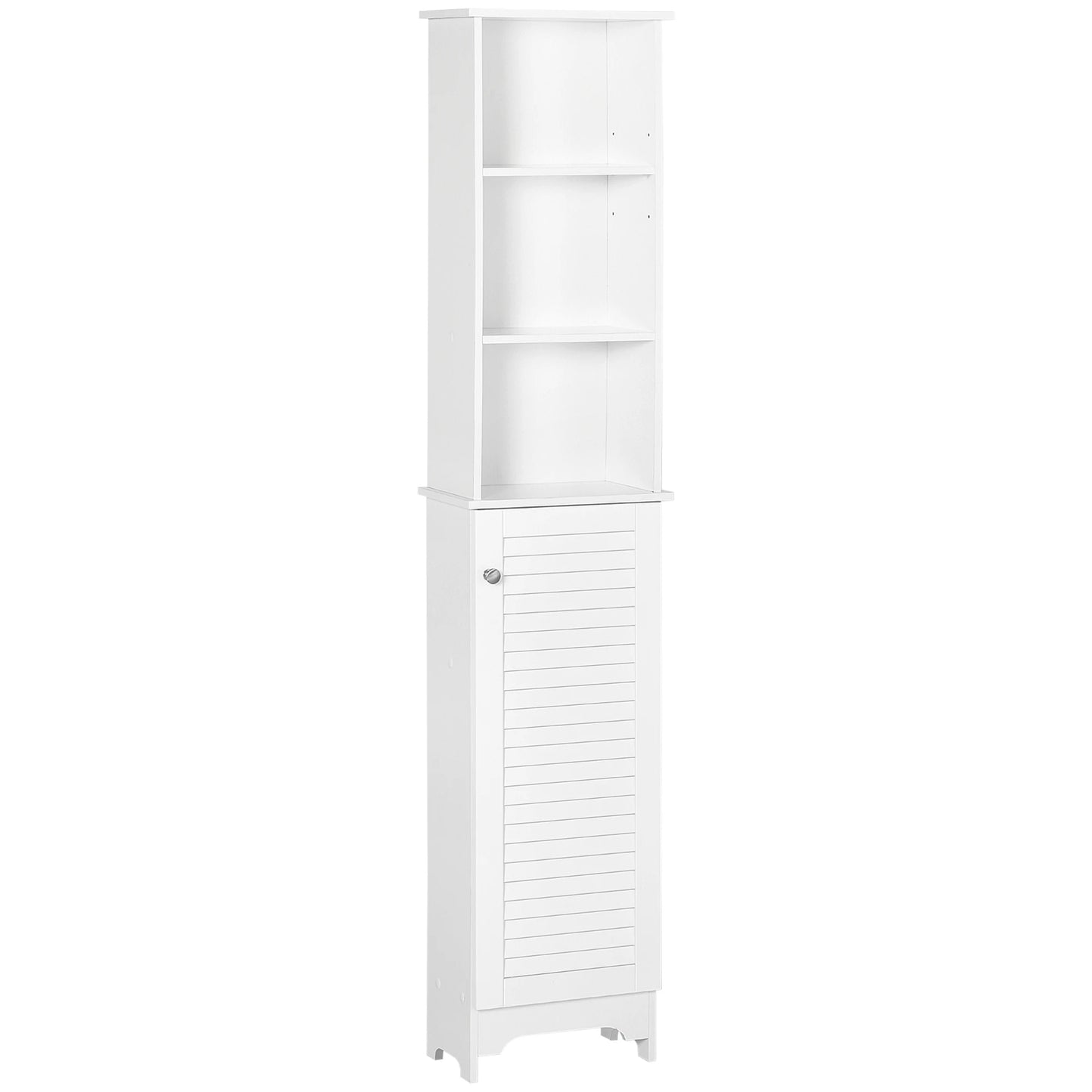 Freestanding Linen Tower with Open Shelves – Tall Bathroom Storage Cabinet for Towels and Essentials