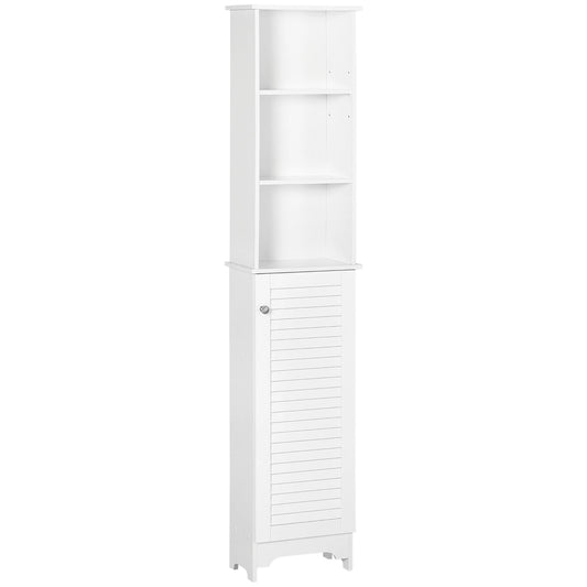 Freestanding Linen Tower with Open Shelves – Tall Bathroom Storage Cabinet for Towels and Essentials