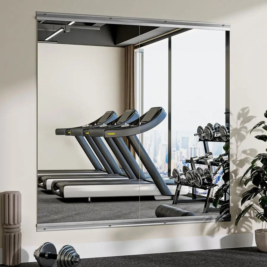 2-Piece 24" x 48" Frameless Home Gym Mirror – Full Length Wall Mounted Fitness Mirror for Workout, Yoga & Dance