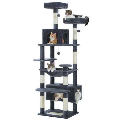 Large Cat Tree Tower with Hammock, Padded Perches & Condos