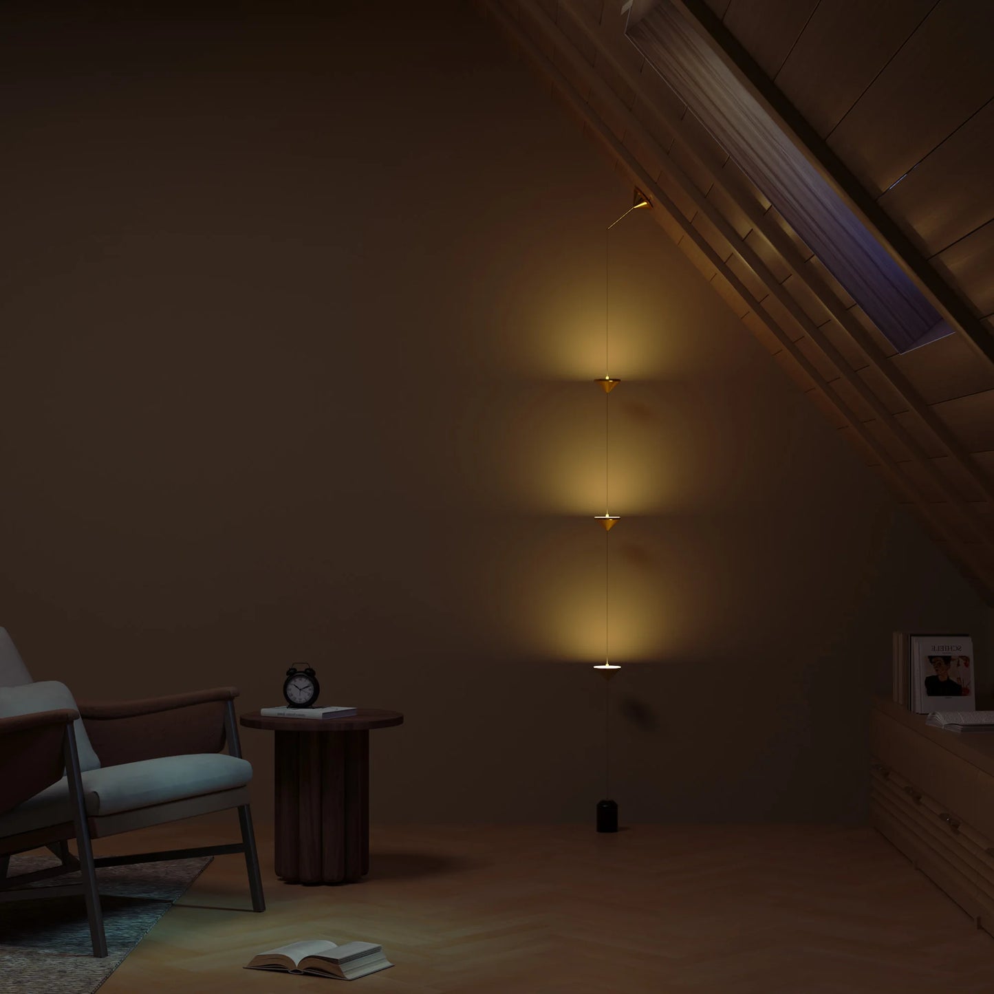 Gold Floor To Ceiling Flexible Linear Lamp