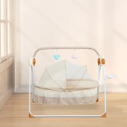 Electric Baby Cradle Bassinet – Foldable Adjustable Bedside Sleeper with Automatic Rocking and Portable Design