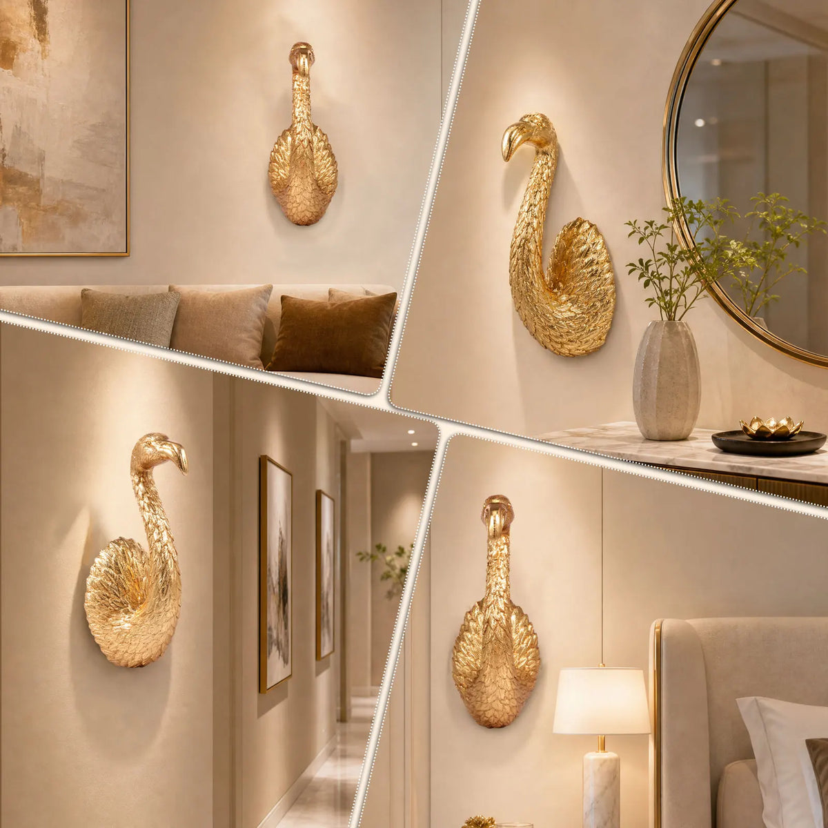 Golden Palm Flamingo Wall Sculpture