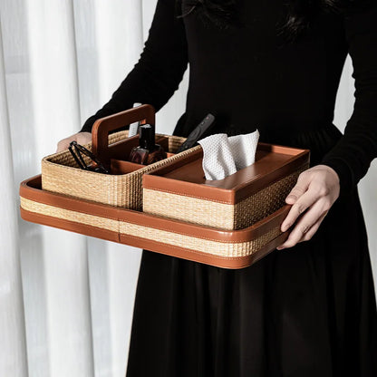 Palm Breeze Rattan Tissue Box & Organizer