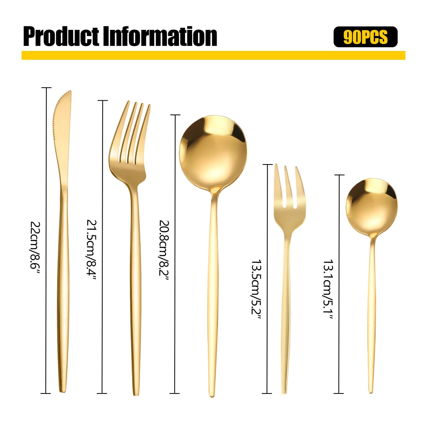 Gold Stainless Steel Tableware Set