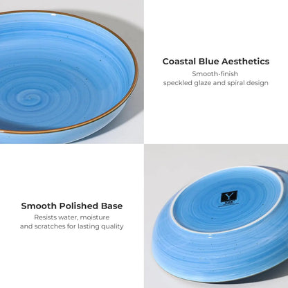 8.5'' Pasta Bowls Set of 6, 30 oz Ceramic Shallow Salad Bowls, Large Serving Soup Bowls Pasta Plates, Microwave & Dishwasher Safe