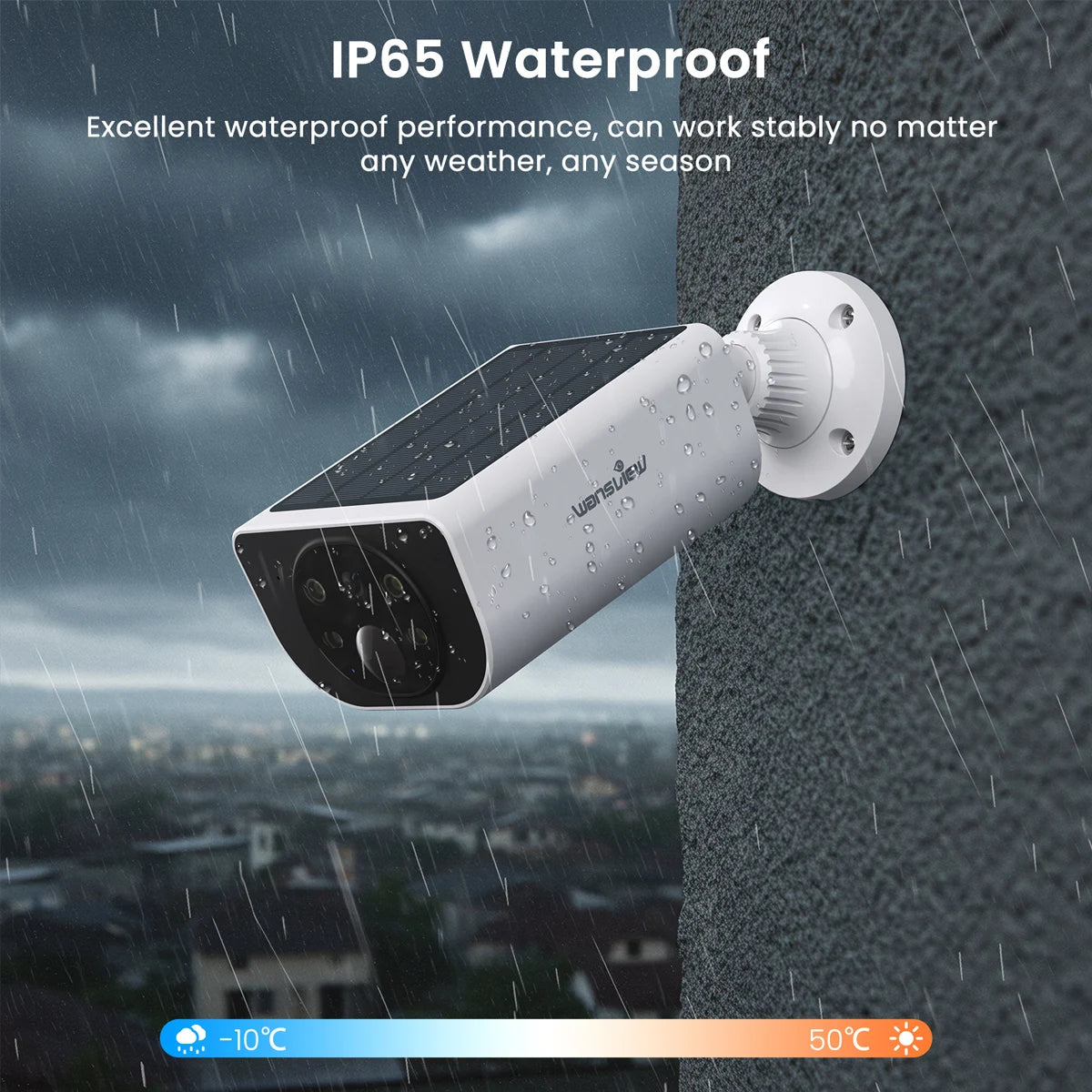 Solar Security Camera with Battery 3MP 2.4G Night Vision