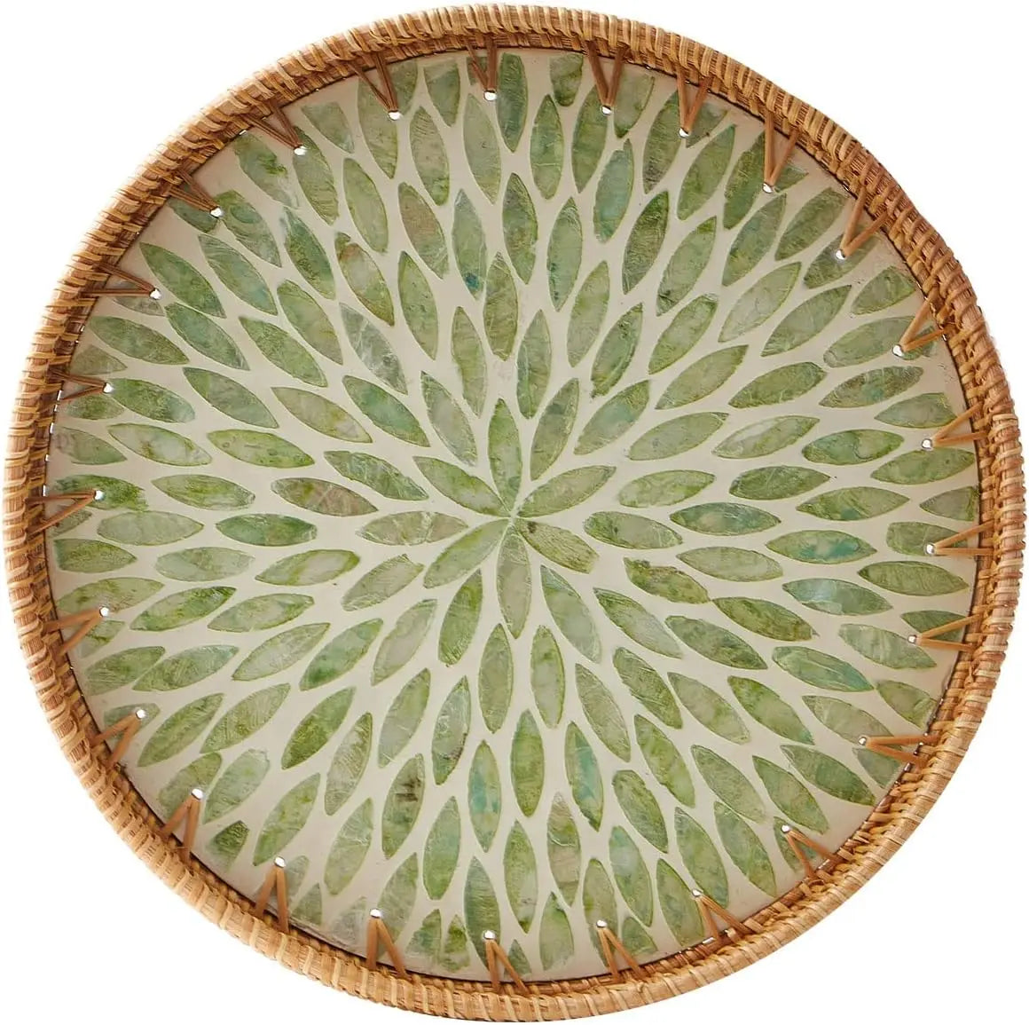 Coastal Pearl Rattan Serving Tray