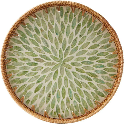 Coastal Pearl Rattan Serving Tray