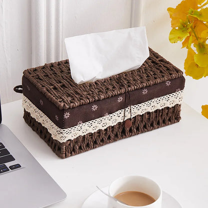 Island Weave Rattan Tissue Box Cover