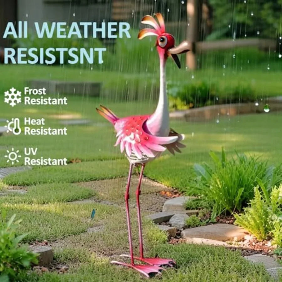 Flamingo Metal Yard Art Garden Sculpture
