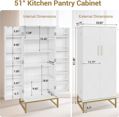 Freestanding Pantry Cabinet with Adjustable Shelves – Tall Kitchen Storage Organizer for Food & Essentials
