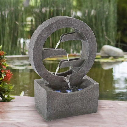 18.5" LED Decorative Water Fountain – Modern Indoor Outdoor Water Feature for Garden, Patio or Home Decor