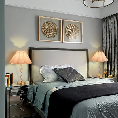 Gold Modern Table Lamp Scalloped Pleated Wavy Lamp